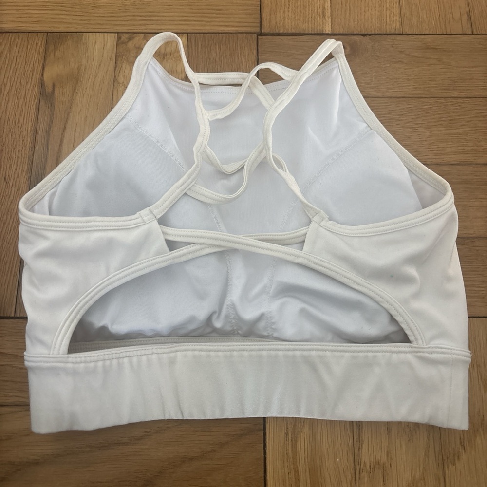 White High Neck Sports Bra - Picture 2 of 2